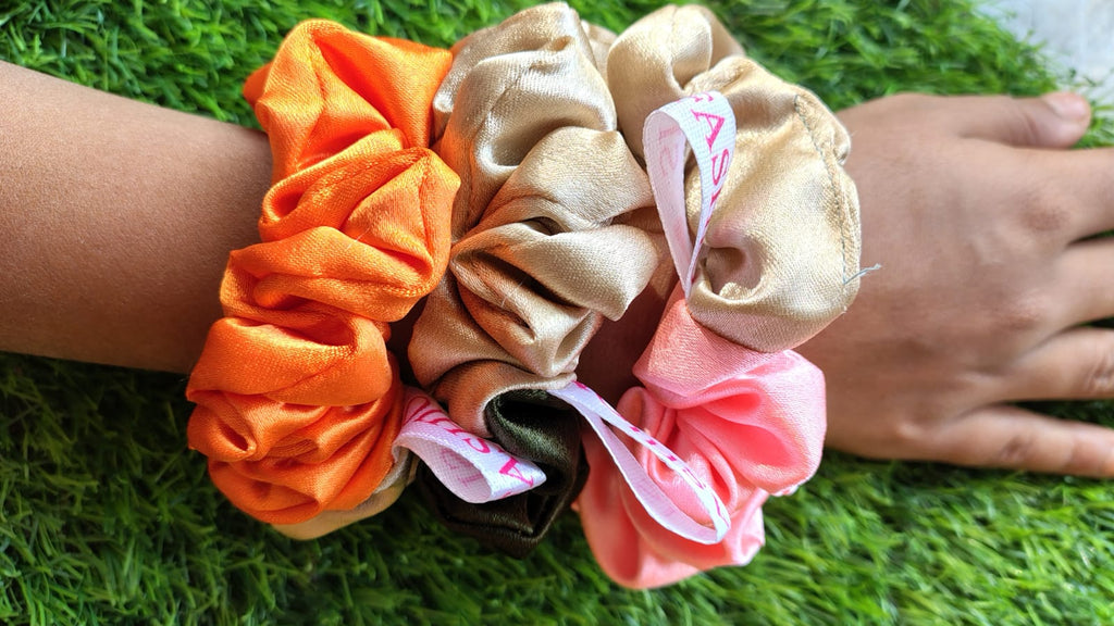 Majestique Satin Silk Layered Hair Bow Embellished Clip And Hair Scrunchies  For Women & Girls (Customized & Washable) Product