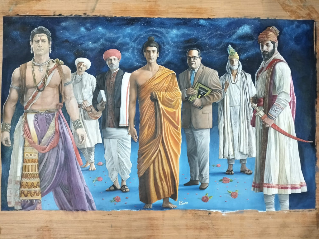 unique artwork “Legends of Bharat – Hand-Painted Oil Canvas Celebrating India's Greatest Visionaries”